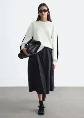 Pull oversize en maille - Écru/Noir — photo 2