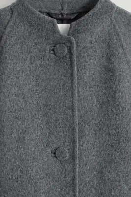 VESTE À SILHOUETTE ARRONDIE EN LAINE DOUBLE FACE - GRIS CHINÉ — photo 5