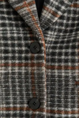 Manteau à fermeture droite - Gris foncé/carreaux — photo 4