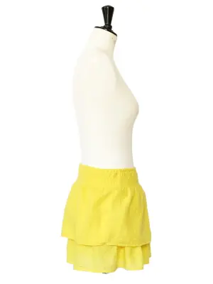 Jupe courte en coton plumetis jaune canari Taille 36/38 — photo 4