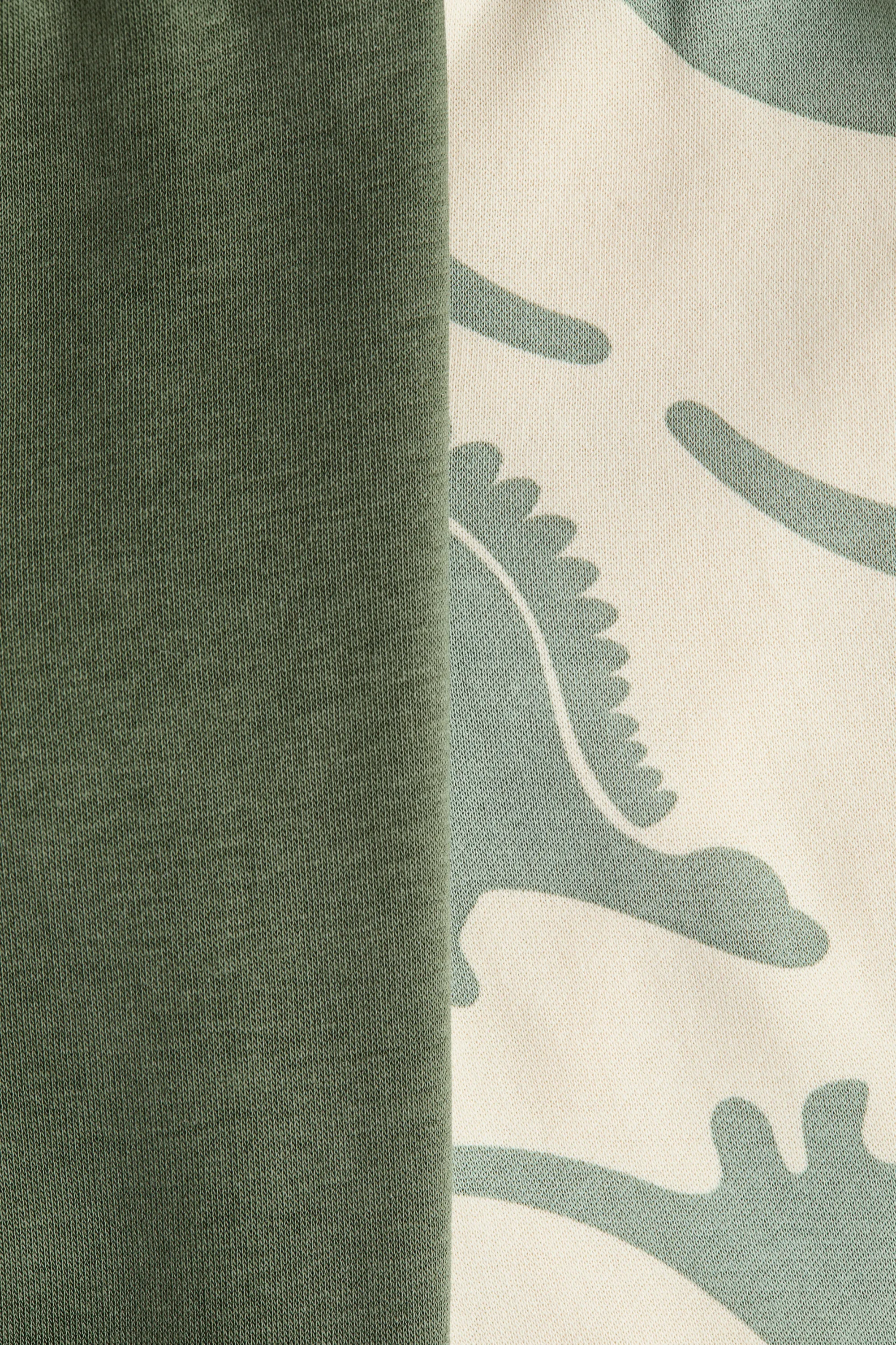 Lot de 2 pantalons jogger à l'intérieur brossé - Vert kaki/dinosaures