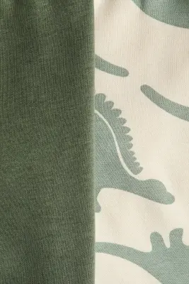 Lot de 2 pantalons jogger à l'intérieur brossé - Vert kaki/dinosaures — photo 1