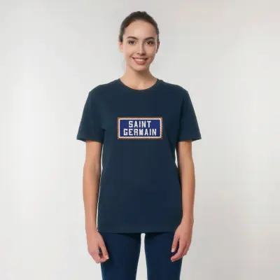 T-SHIRT COTON BIO BRODÉ - SAINT GERMAIN - NAVY — photo 3