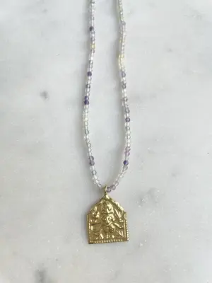 Nouveau ! ROOM SERVICE JEWELRY Collier Amulette Tapa Fluorite