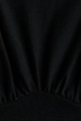 Robe froncée avec col cheminée - Noir — photo 4