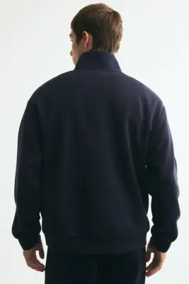 Sweat Relaxed Fit avec col zippé - Bleu marine — photo 4