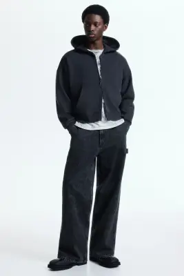 Veste à capuche zippée Oversized Fit - Gris foncé — photo 2