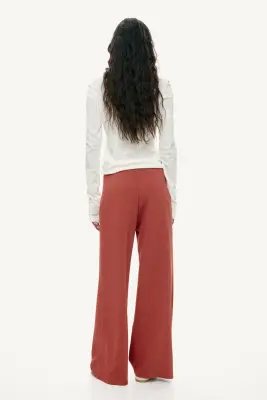 Pantalon large avec taille élastique - Rouge — photo 3