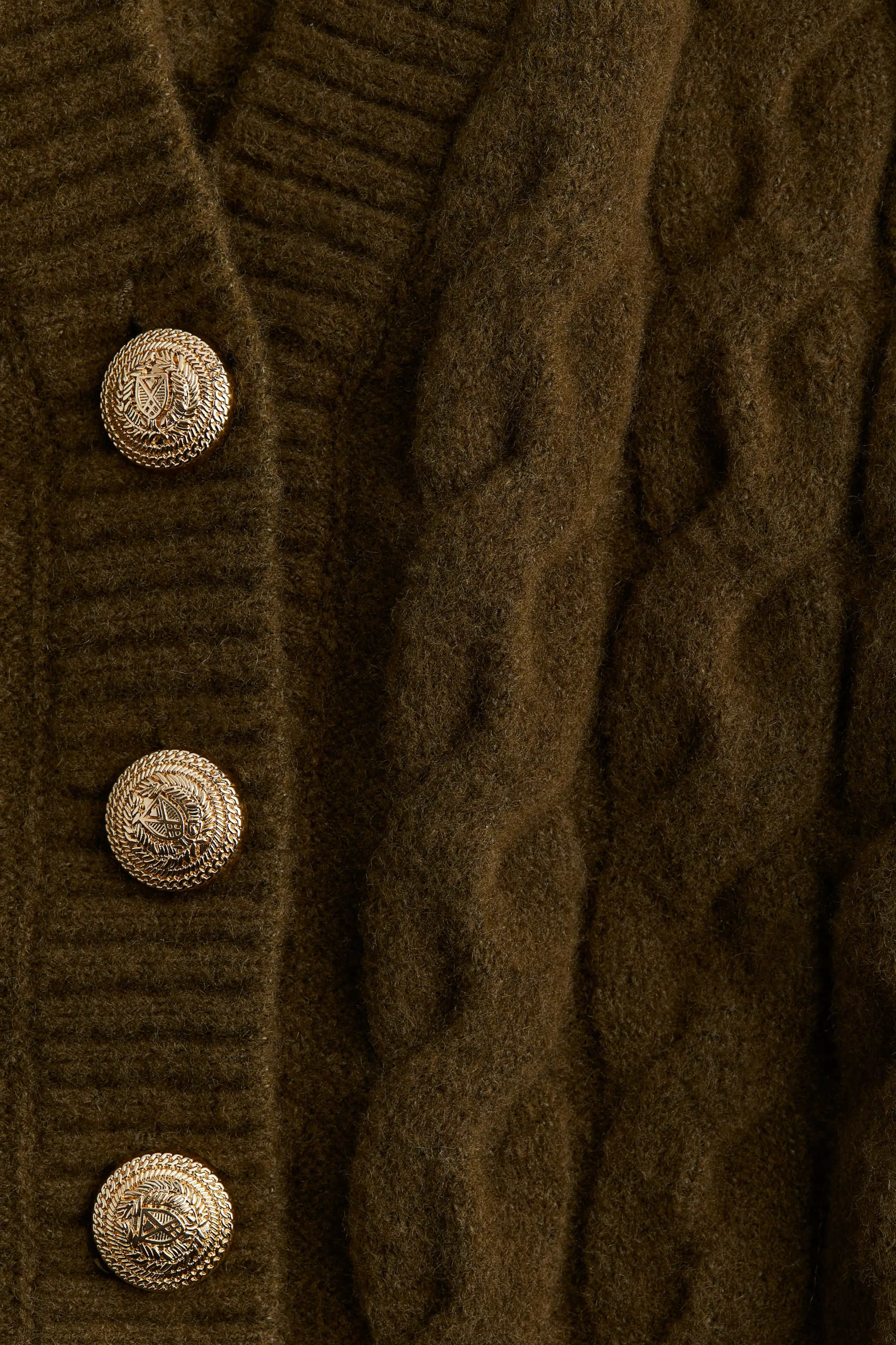 Gilet en maille torsadée - Vert kaki foncé