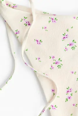 Bas de maillot Brazilian Tanga à nouer - Crème/fleuri — photo 2