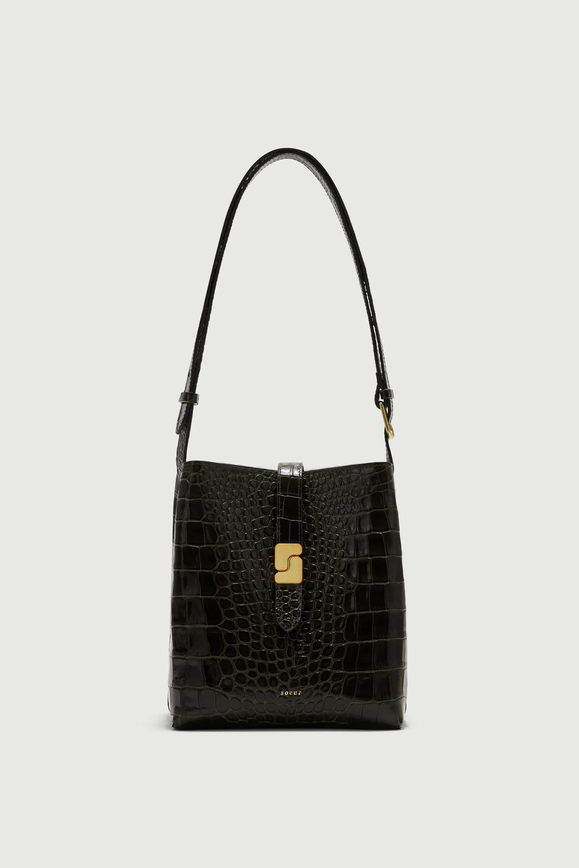 SAC BELLO MINI VERT OLIVE EFFET CROCO