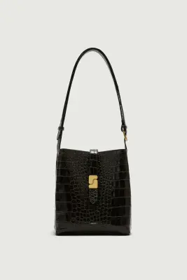SAC BELLO MINI VERT OLIVE EFFET CROCO — photo 1