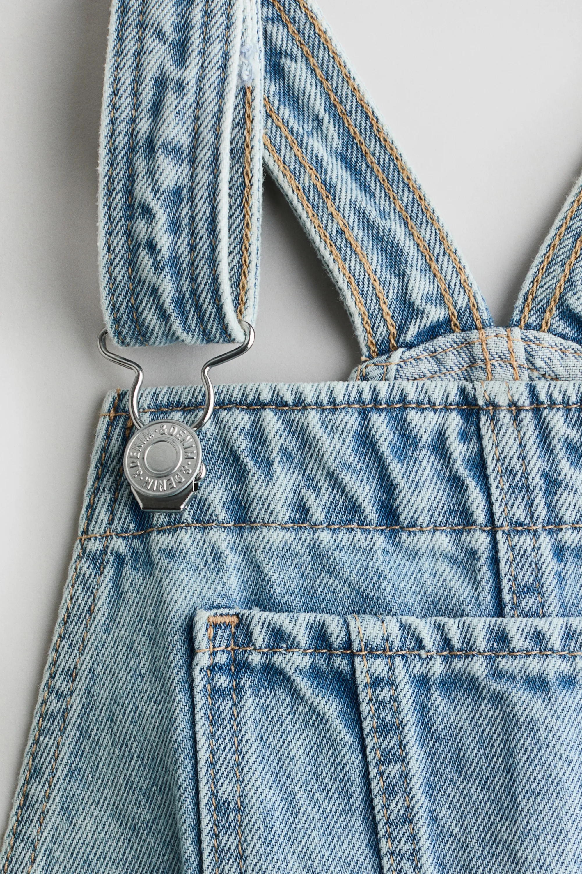 Salopette short en denim - Bleu denim clair