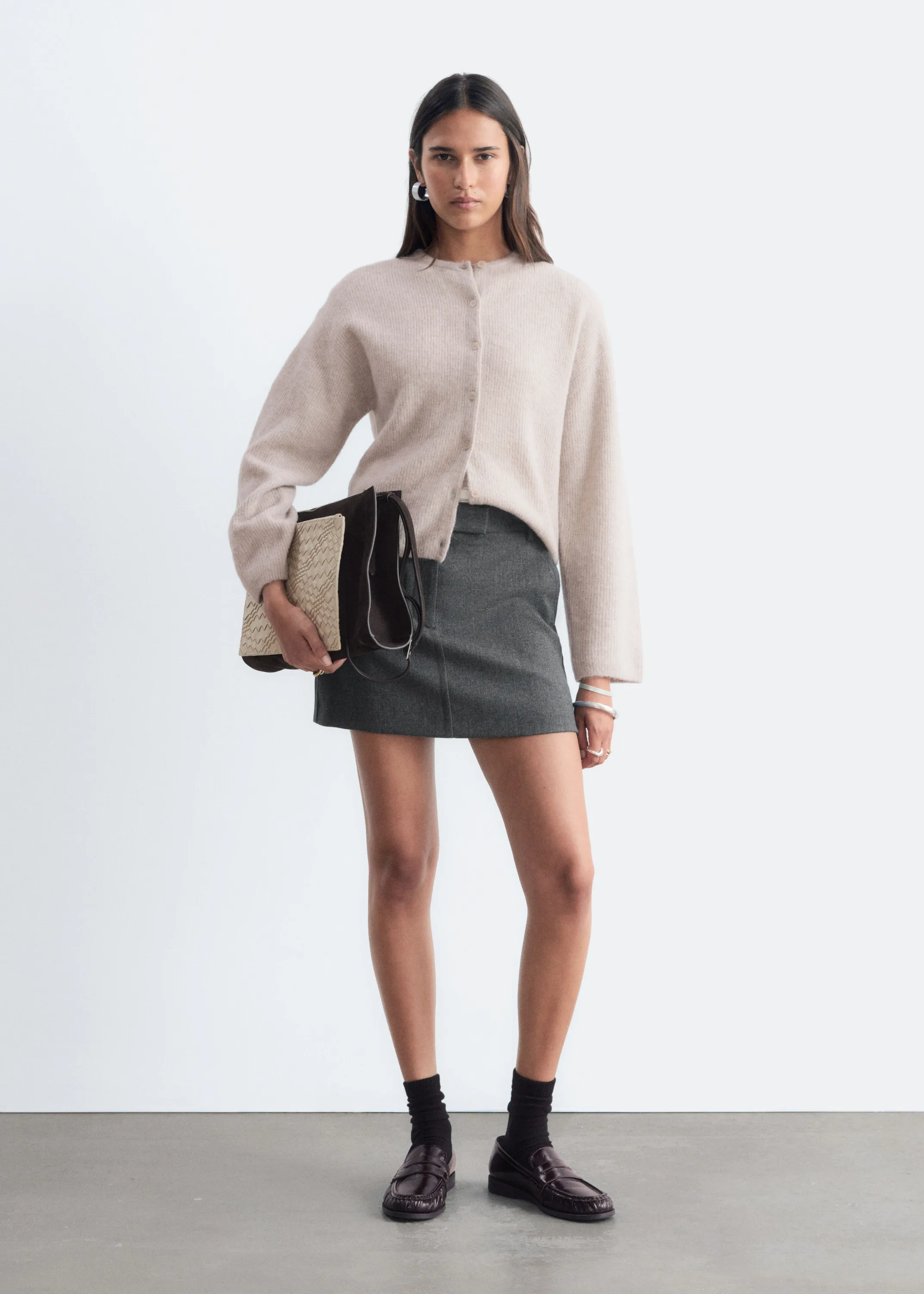 Cardigan en maille d’alpaga mélangé - Taupe