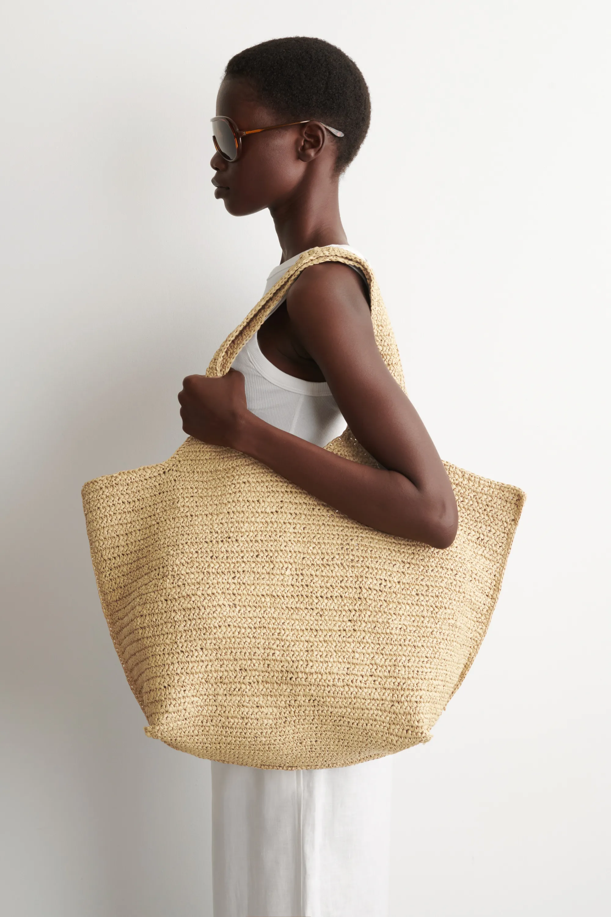 SAC CABAS PANIER SCULPTÉ - PAPIER - SABLE