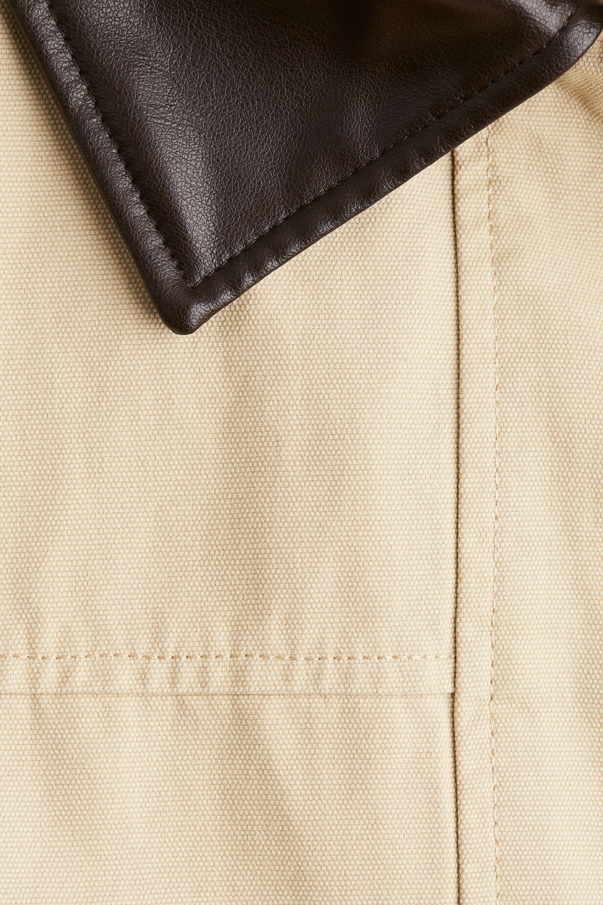 Veste en twill avec col en tissu enduit - Beige clair