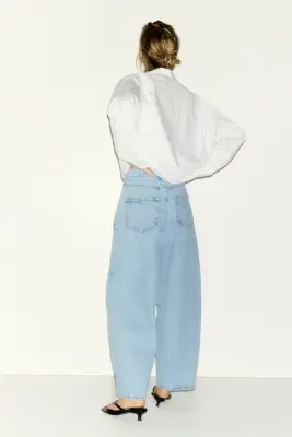 Barrel High Waist Ankle Jeans - Bleu denim clair — photo 4