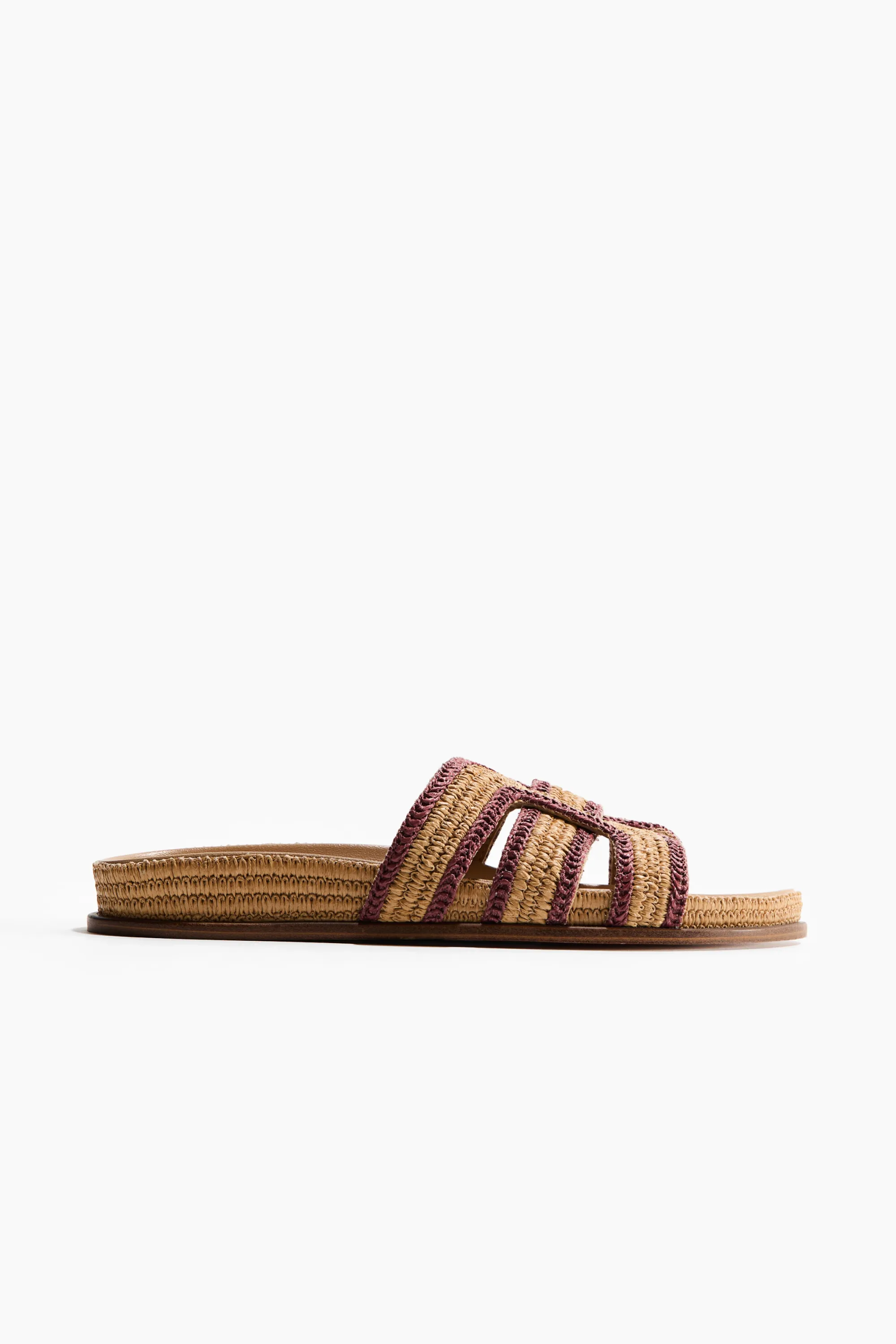 Sandales en paille tressée - Beige/rose