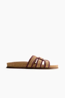 Sandales en paille tressée - Beige/rose — photo 1