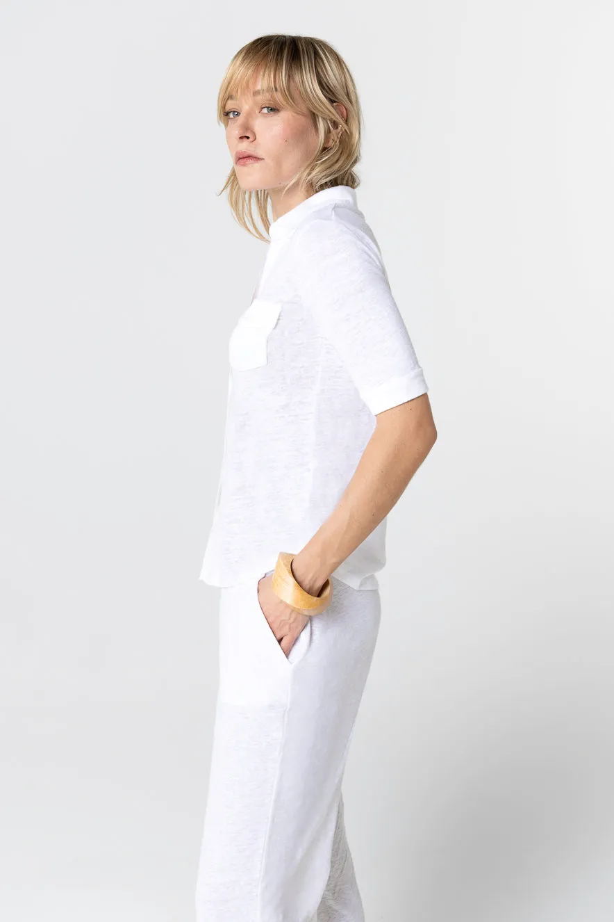 Chemise en lin et élasthanne