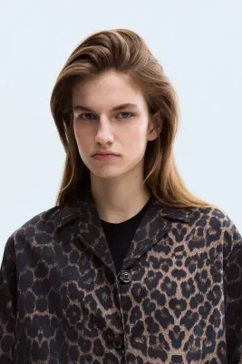 Veste en twill - Marron/imprimé léopard — photo 1