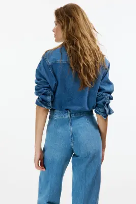 Wide High Waist Jeans - Bleu denim clair — photo 2