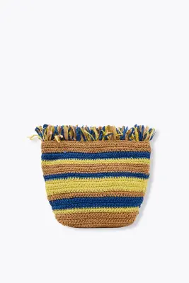 Pochette rayée en raphia — photo 2