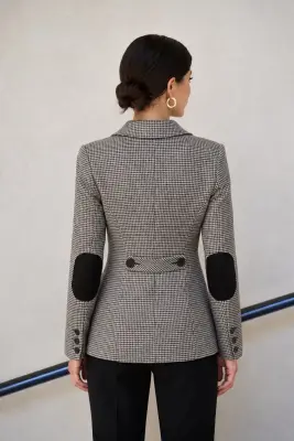 Rhode Short Coat - Black white houndstooth — photo 4