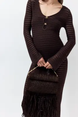 MAMA Robe façon crochet - Marron foncé — photo 1