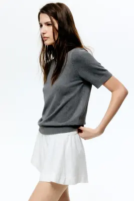 Top en maille fine - Gris chiné — photo 2