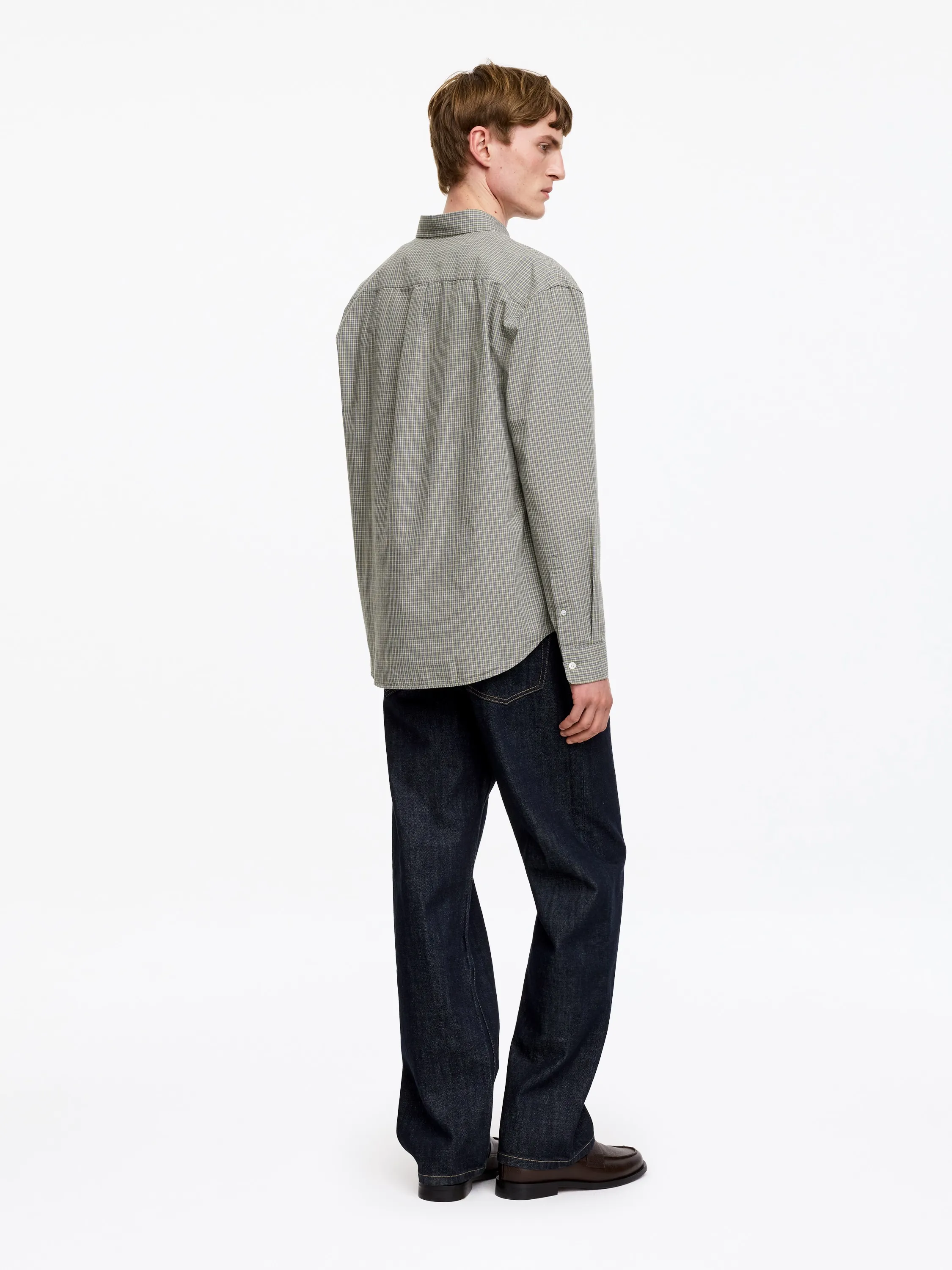 Chemise décontractée en coton - Taupe/Carreaux