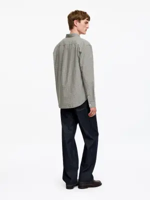 Chemise décontractée en coton - Taupe/Carreaux — photo 1