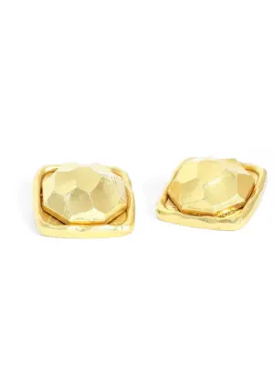 Boucles d’oreilles années 80 carrées en laiton doré — photo 4
