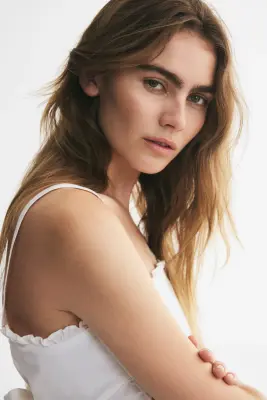 Crop top avec liens à nouer - Blanc — photo 2