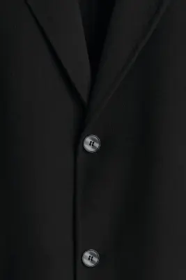 Manteau à fermeture droite en laine - Noir — photo 5