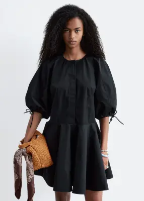 Robe courte à manches ballon - Noir — photo 2