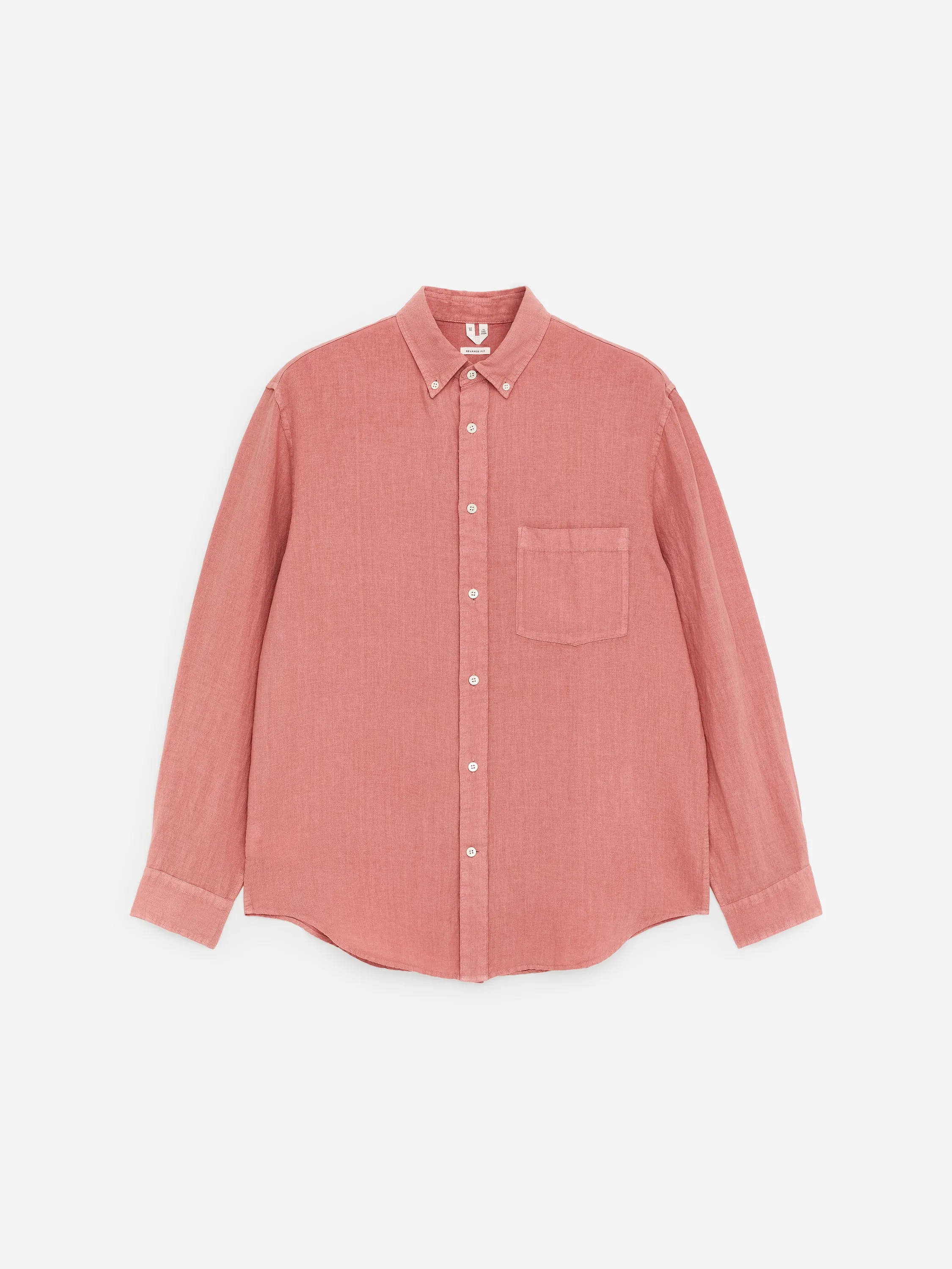 Chemise décontractée en lin - Rose foncé poudré