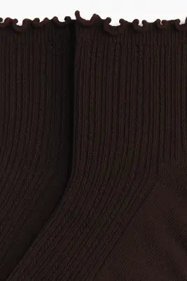 Lot de 3 paires de socquettes en maille côtelée - Marron foncé — photo 2
