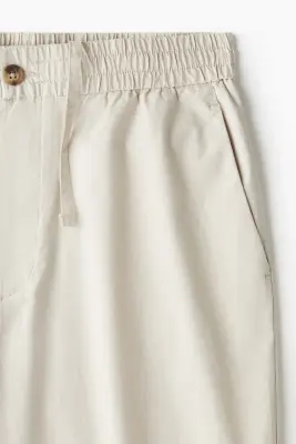 Short Relaxed Fit en popeline - Beige clair — photo 1