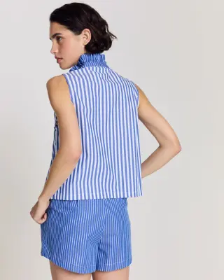 Top Gersende rayures bleu patchwork — photo 5