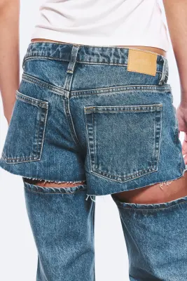 Jean jambe large taille basse Imoo Cut - Bleu moyen — photo 3