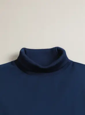 Ribbed High Neck Sweatshirt in Cobalt Blue Technical Knit — photo 2