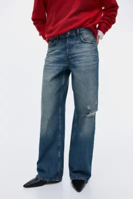 Wide Leg Regular Waist Jeans - Bleu denim — photo 2