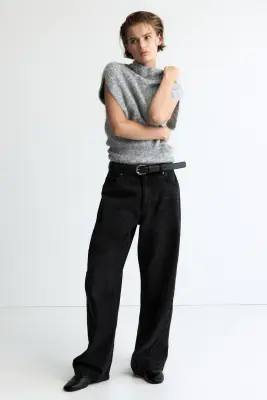 Pull sans manches avec col cheminée - Gris clair chiné — photo 2