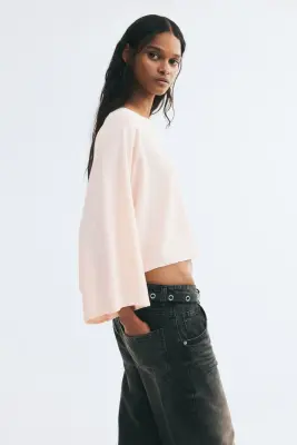 Top cape en maille - Rose poudré — photo 2