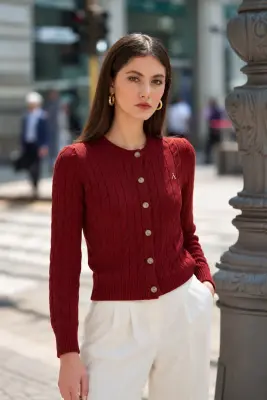Vincent Wool Cardigan - Bordeaux — photo 2