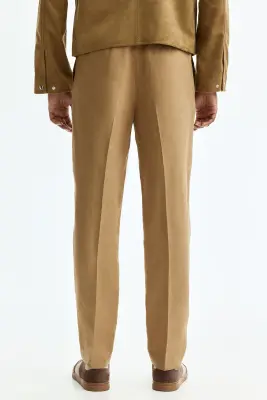 Pantalon de costume Slim Fit en lin - Beige — photo 2
