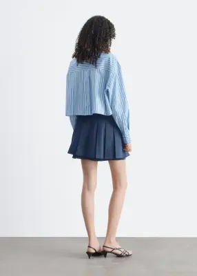 Chemise courte en sergé de coton - Bleu/Rayé — photo 5