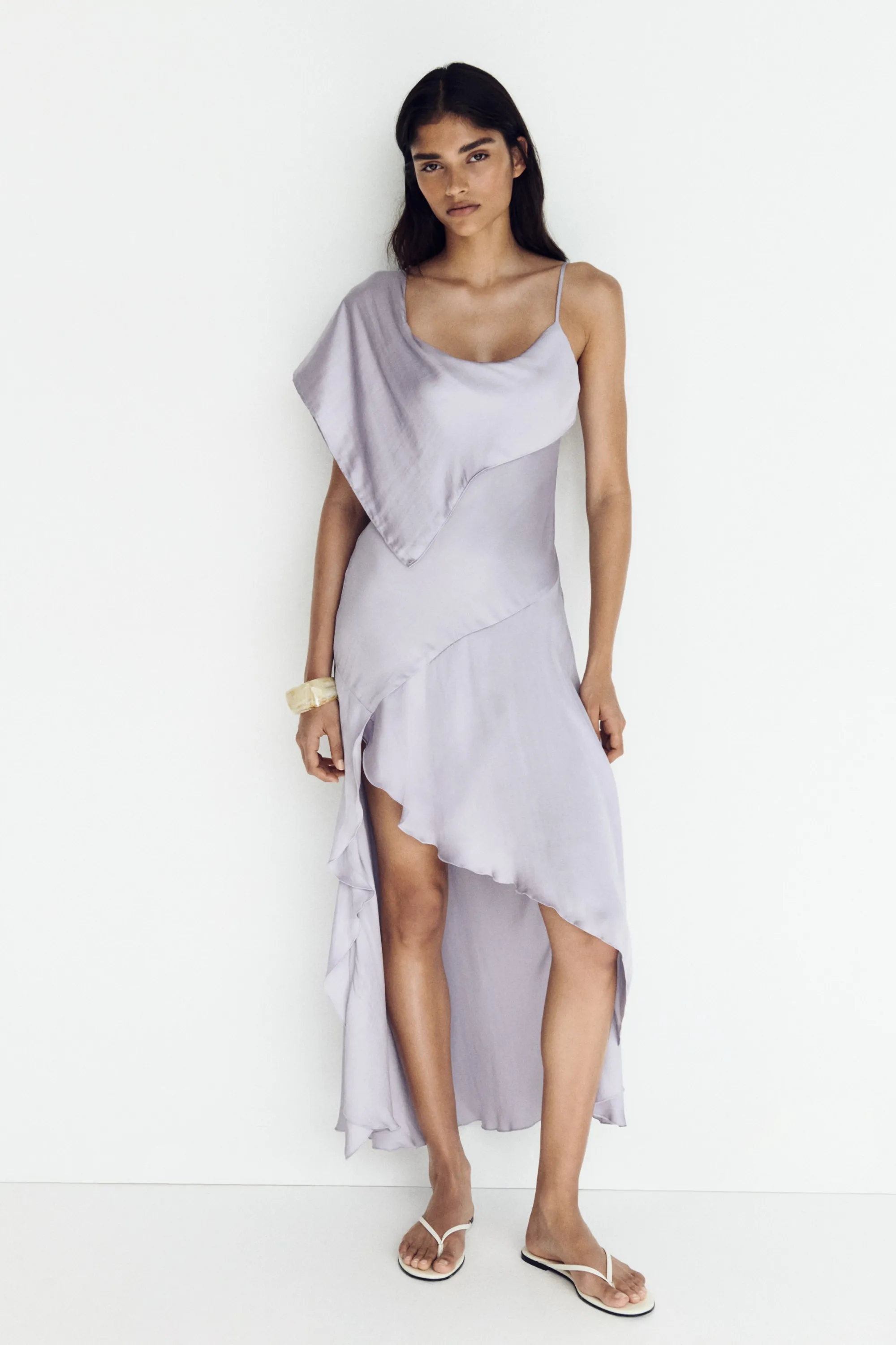 Robe à écharpe en satin - Lilas