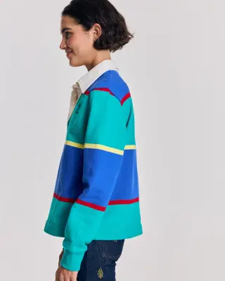 Sweat-shirt Charles rayures bleu et vert — photo 4